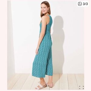 Romper Jumpsuit, smocked top ,Wide legs Loft summer wear